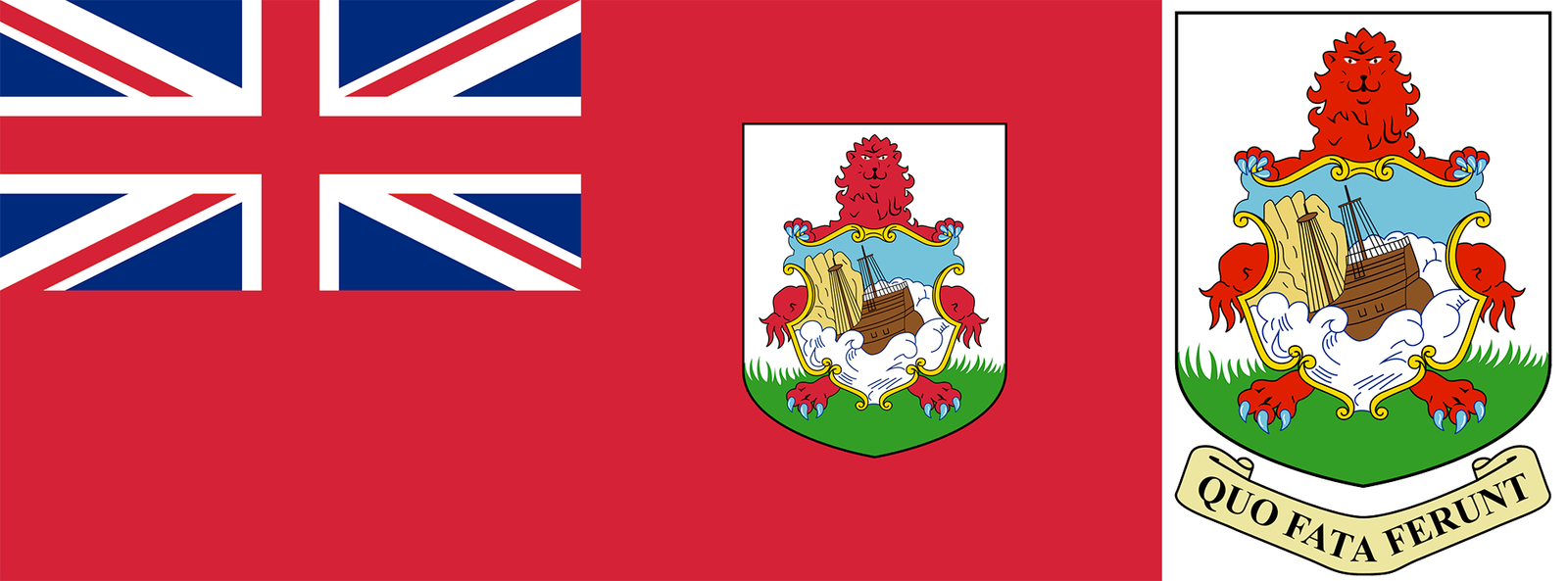 The flag and coat of arms of Bermuda.
