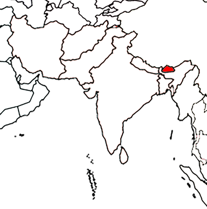 Location of Bhutan in South Asia.