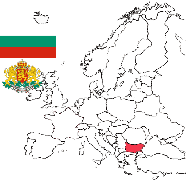 image of Bulgaria, in relation to Europe with with Slovenia picked out in red