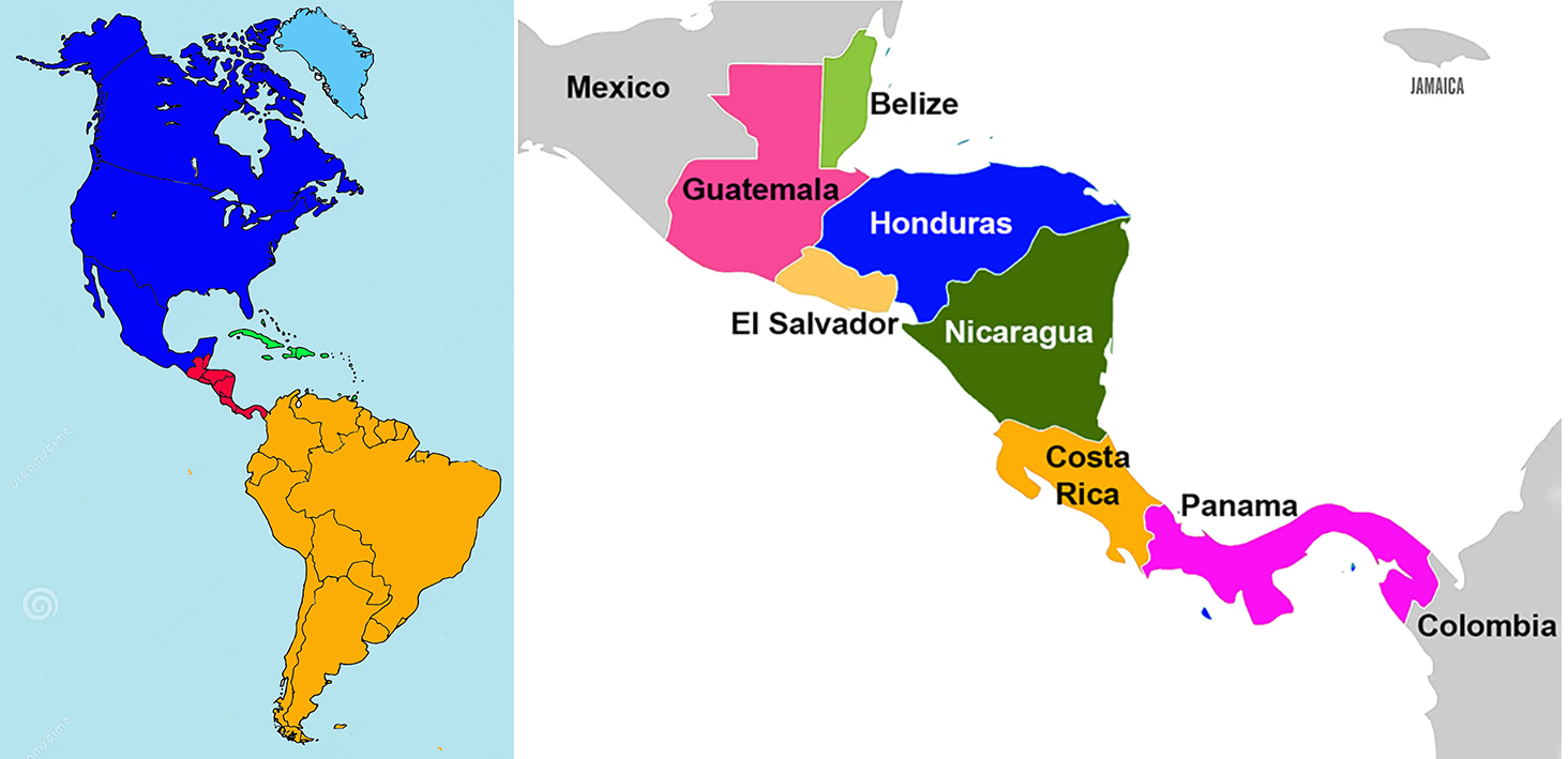 Map of Central America.