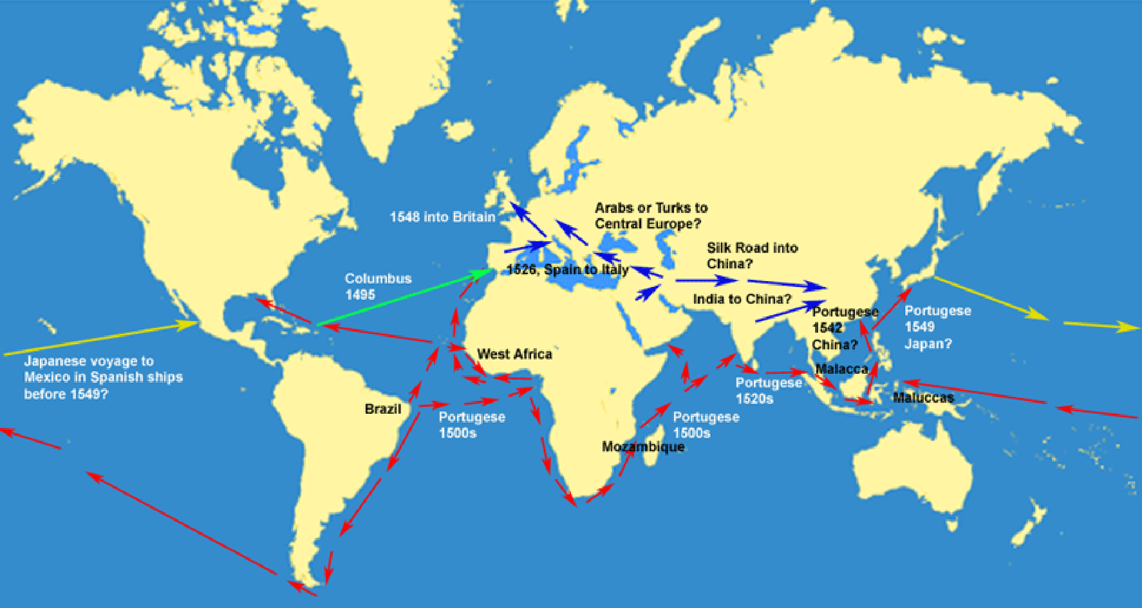 Routes for chilli distribution through the Old World