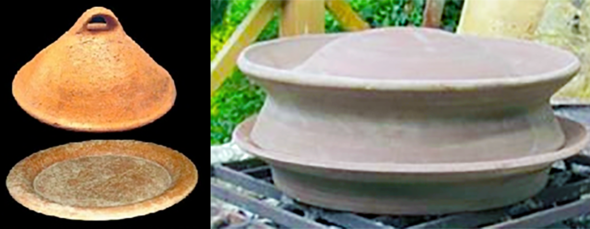 Greek-style clibanus and Roman testum (portable ovens).