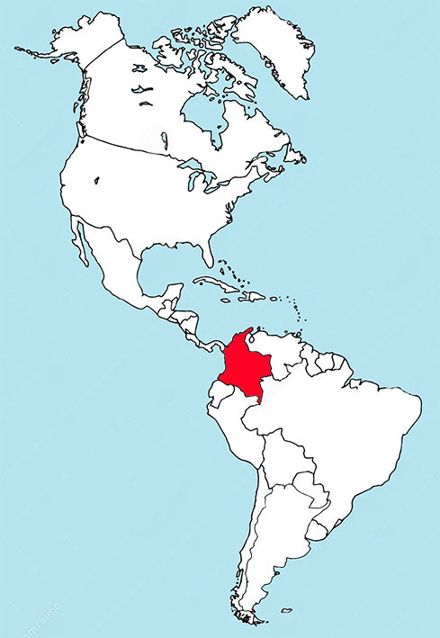 Location of Colombia in the Americas.