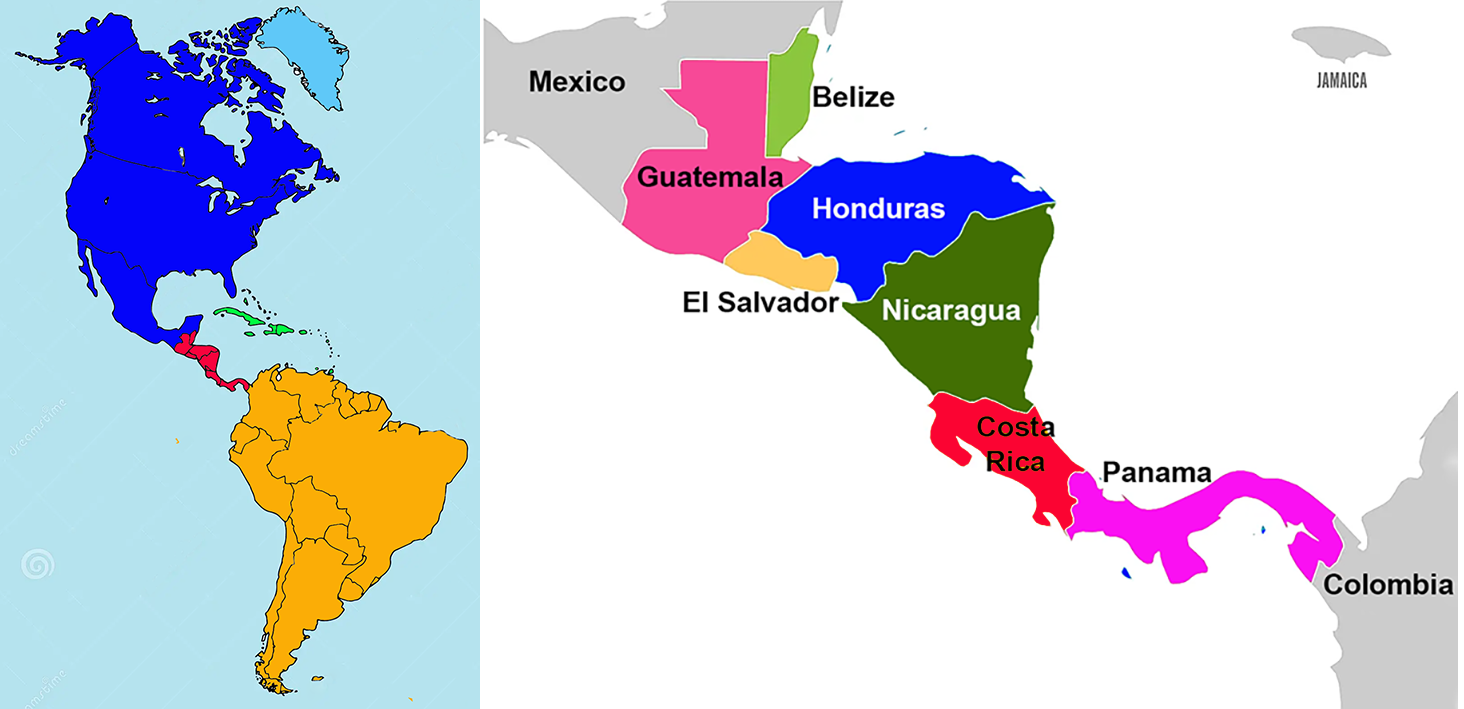 Location of Costa Rica in Central America.