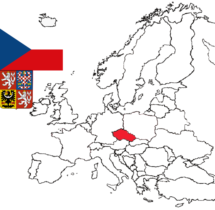 image of the Czech Republic, in relation to Europe with the Czech Republic in Red