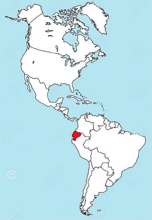 Location of Ecuador in the Americas.