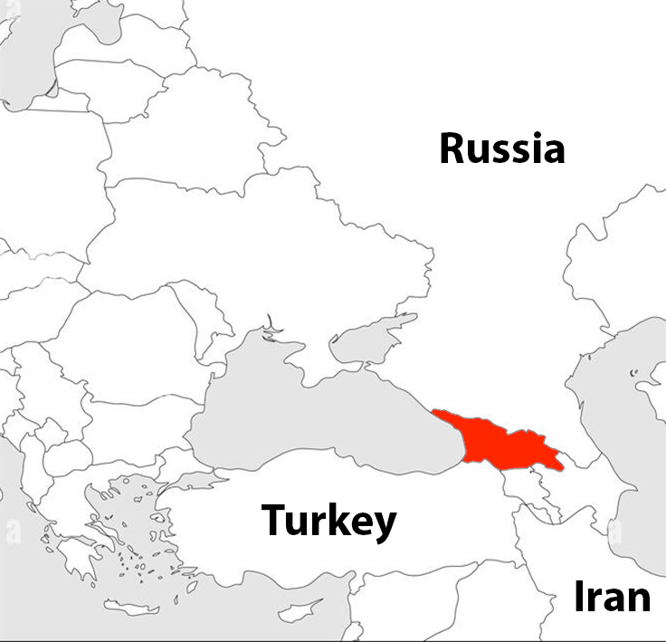 Location of Georgia in the Caucasus.