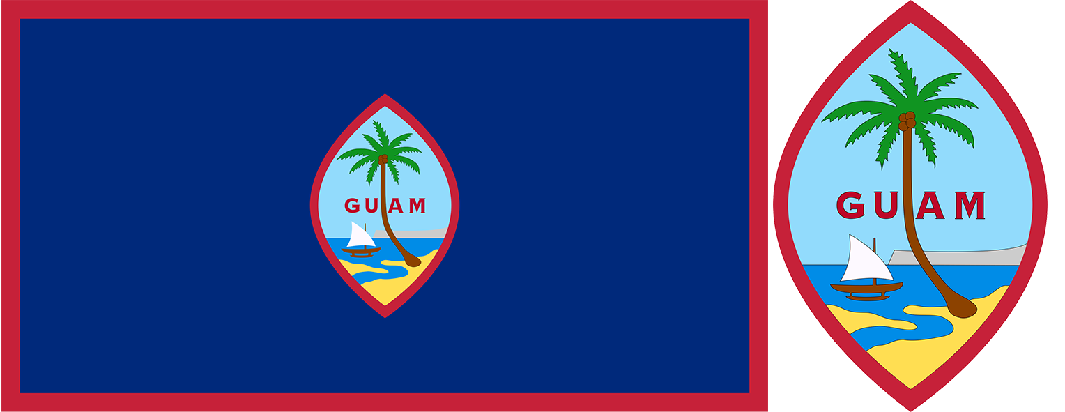 The flag and coat of arms of Guam.