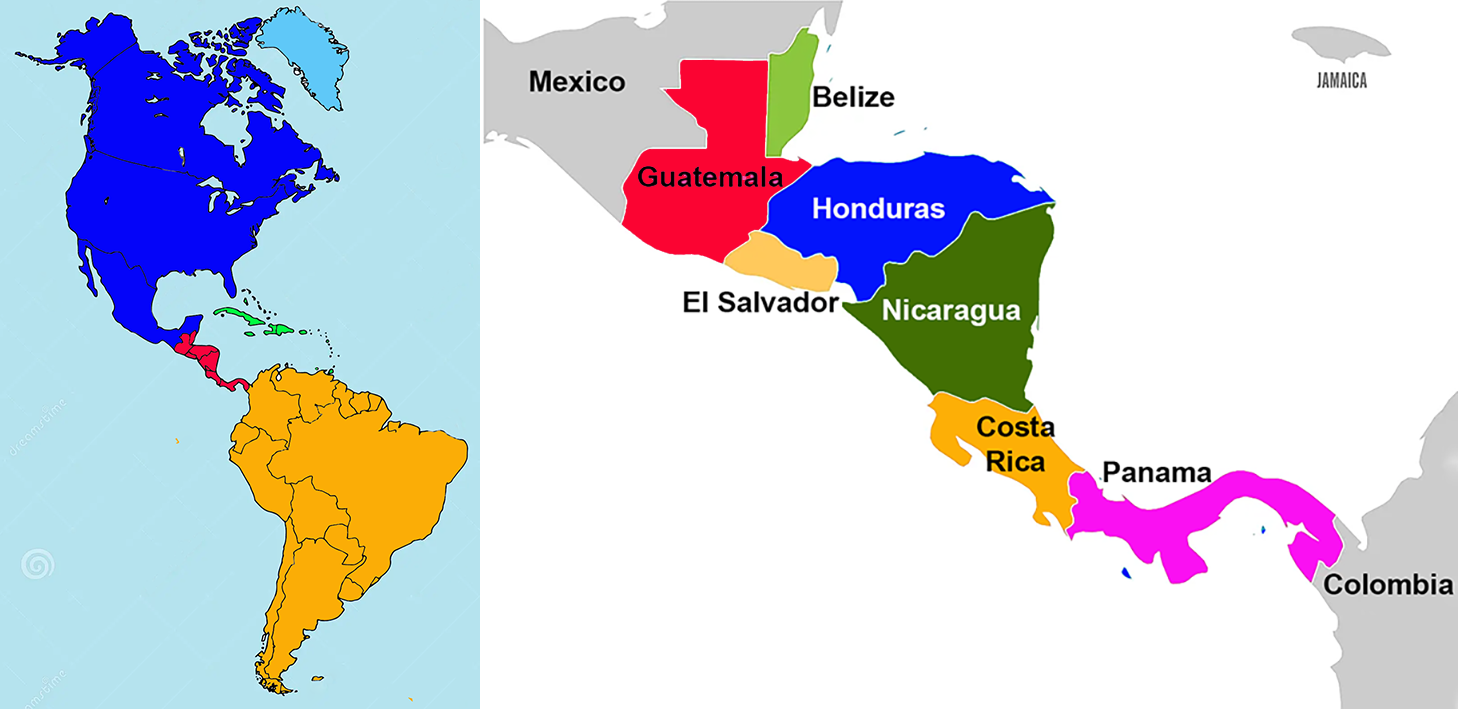 Location of Guatemala in Central America.