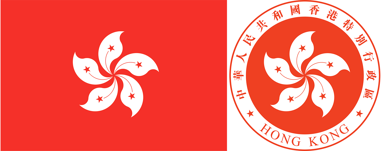 The flag and emblem of Hong Kong.