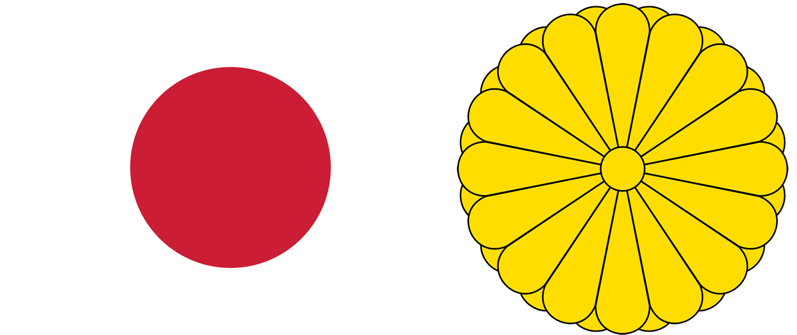 The flag and Imperial emblem of Japan.