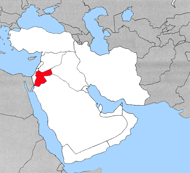 Location of Jordan in West Asia.