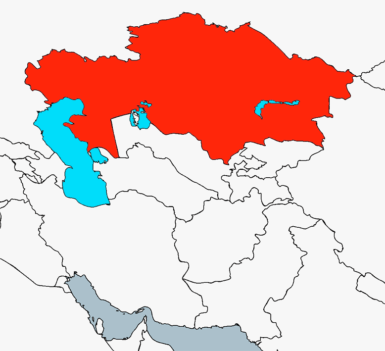 Location of Kazakhstan in Central Asia.