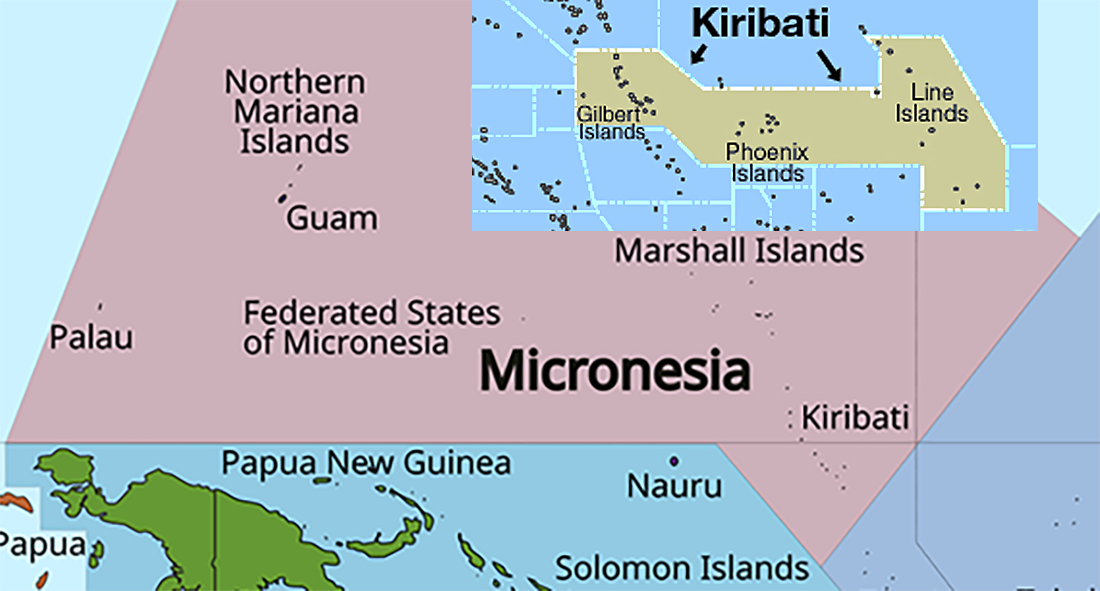 image of Kiribati, in relation to Micronesia.