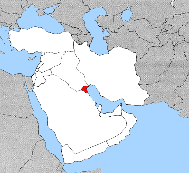 Location of Kuwait in the West Asia.