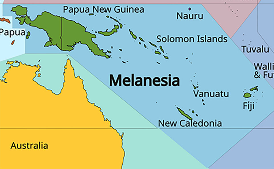 The map of Melanesia.