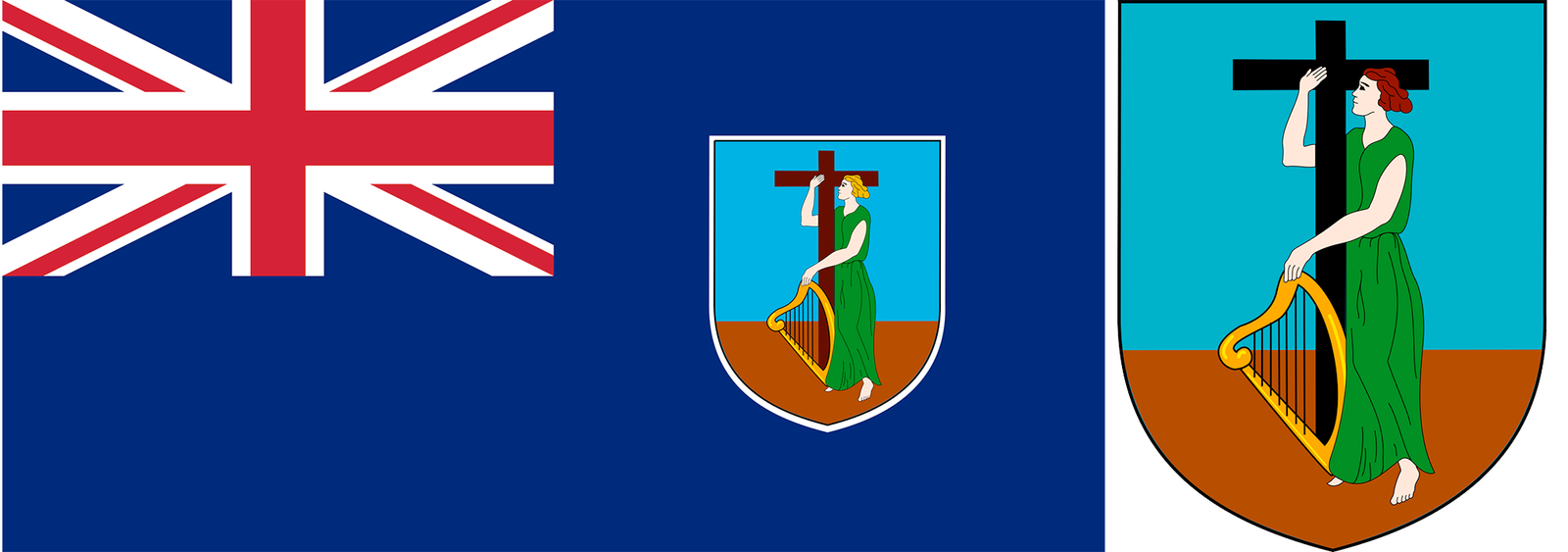 The flag and coat of arms of Montserrat.