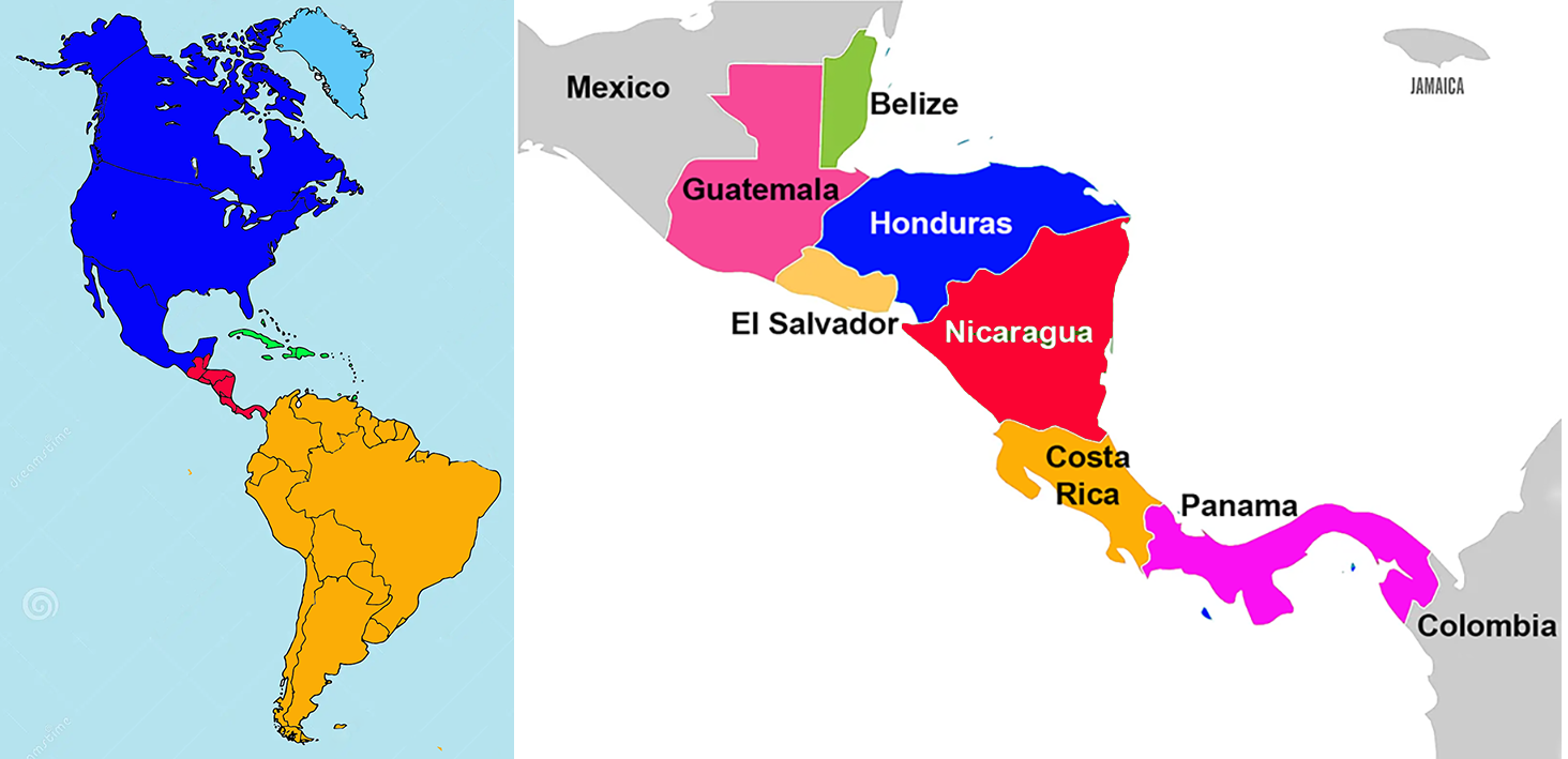 Location of Nicaragua in the Americas.