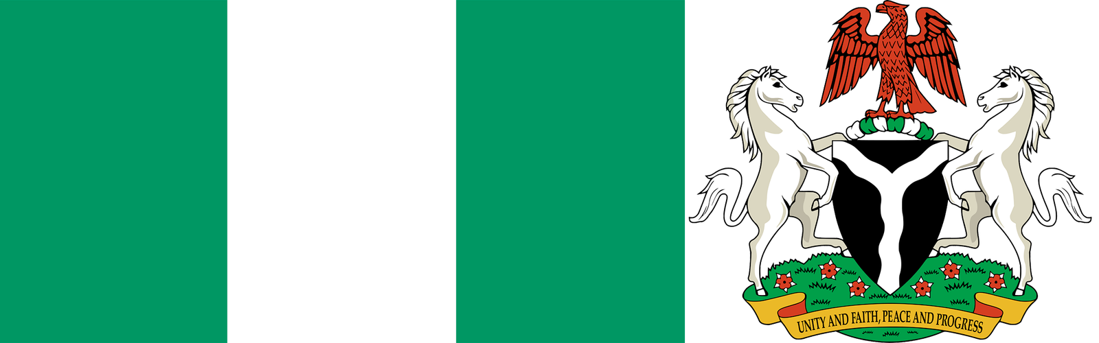The flag and coat of arms of Nigeria.