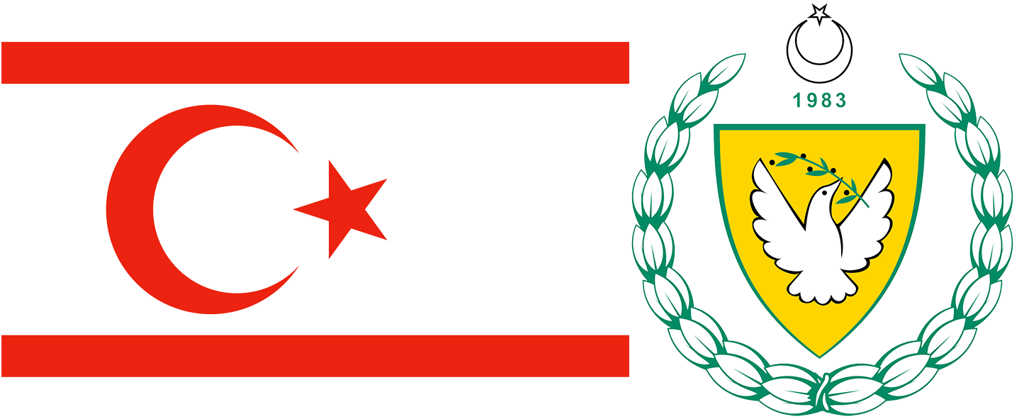 The flag and coat of arms of Cyprus.
