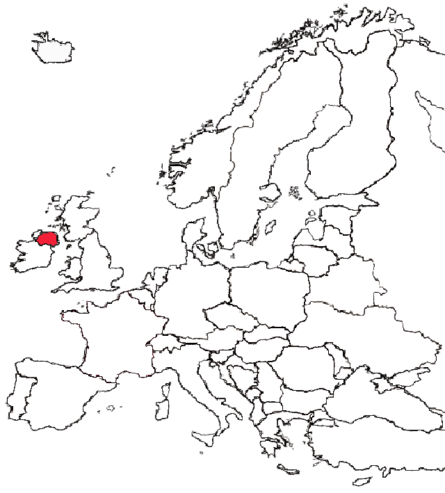 Location of Northern Ireland in respect to the British Isles and Western Europe.
