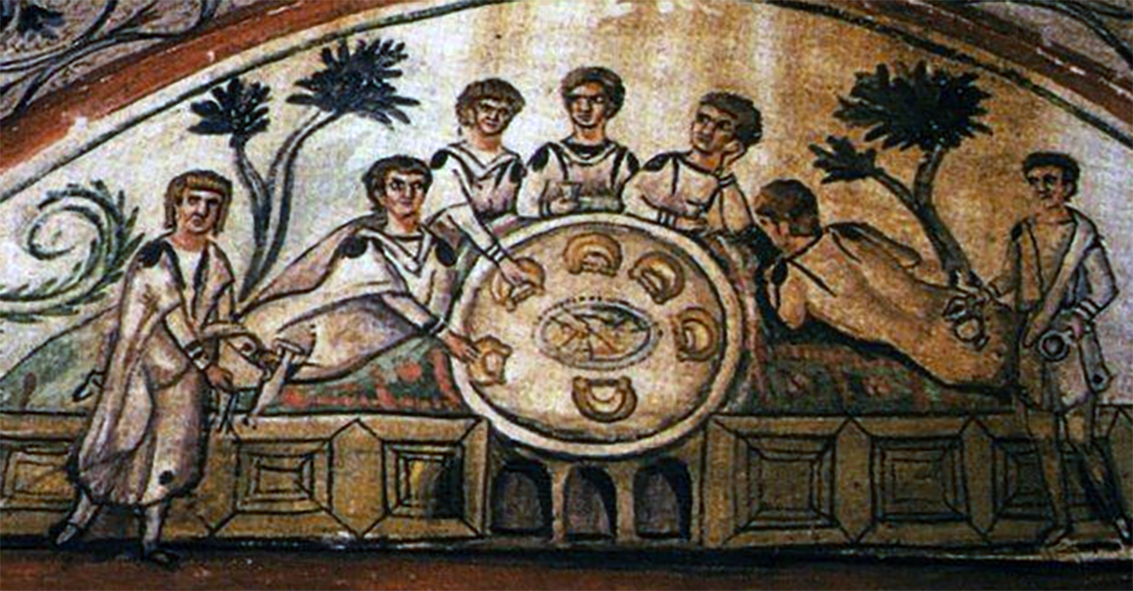 mosaics of Roman banquet