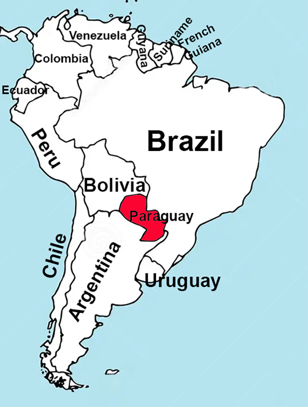 Location of Uruguay in South Americas.