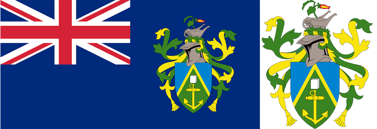 The flag and seal of the Pitcairn Islands.