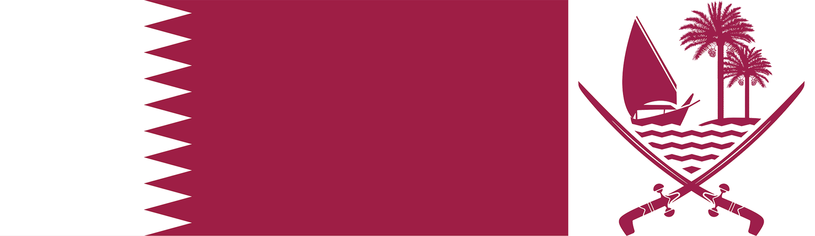 The flag and emblem of Qatar.