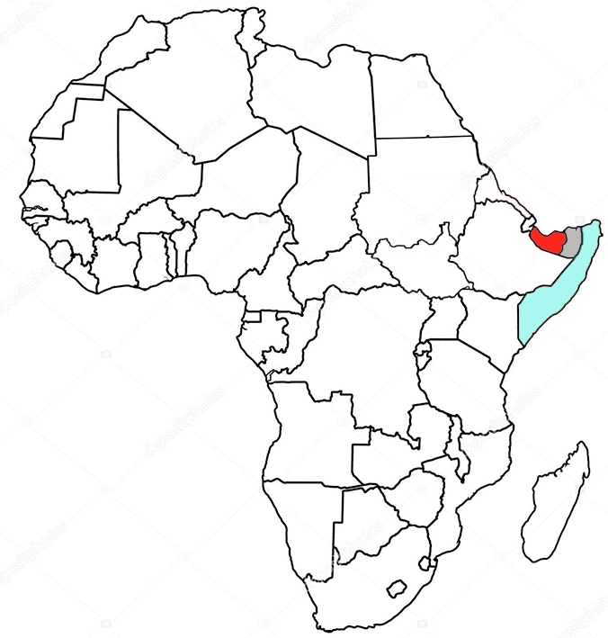 image of Somaliland, in relation to Africa.