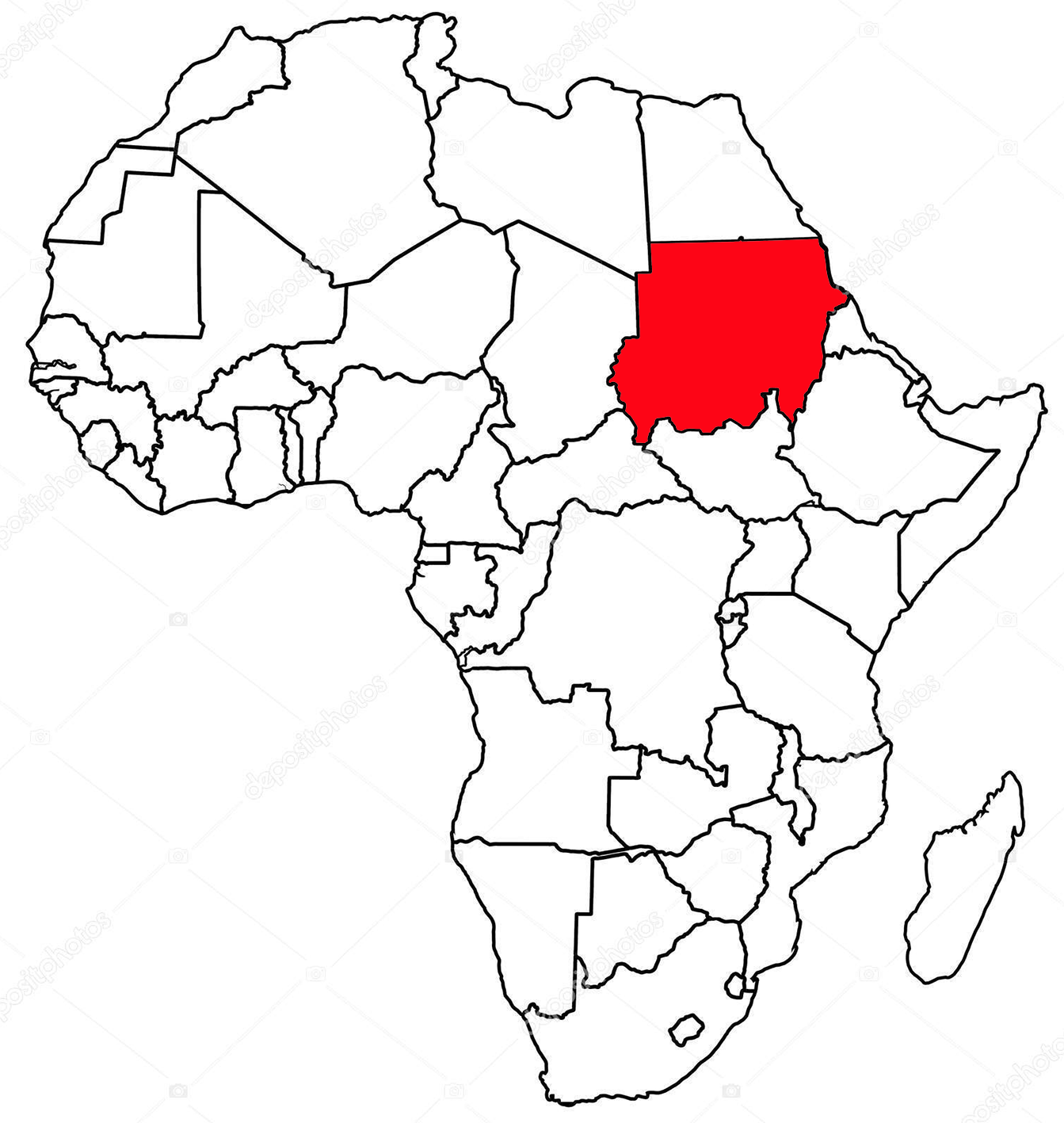image of Sudan, in relation to Africa.