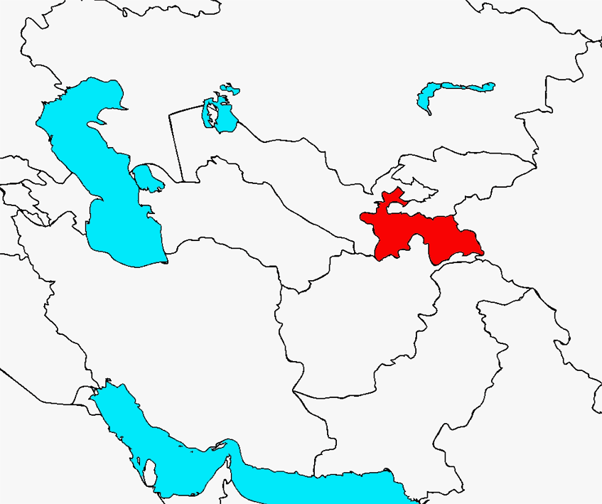 Location of Tajikistan in Central Asia.