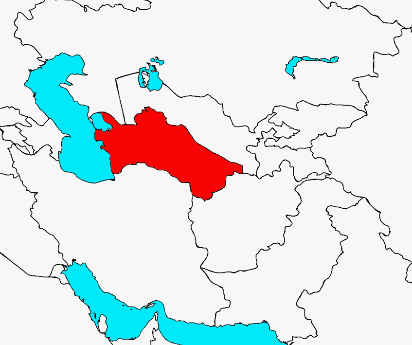 Location of Turkmenistan in Central Asia.