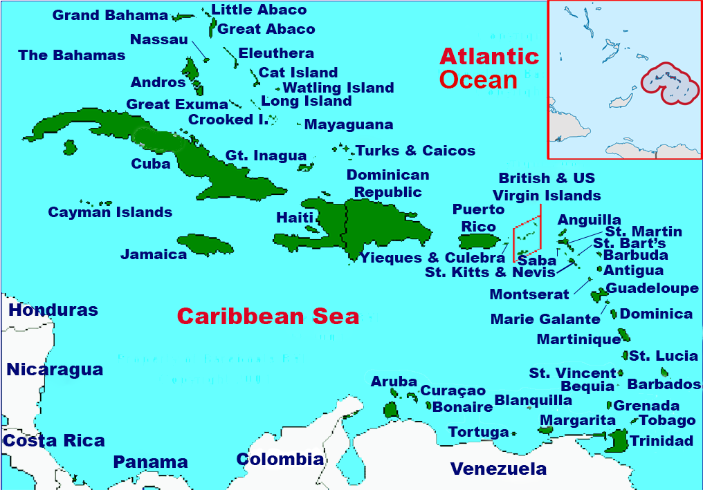 Location of the Turks and Caicos Islands in the Caribbean.