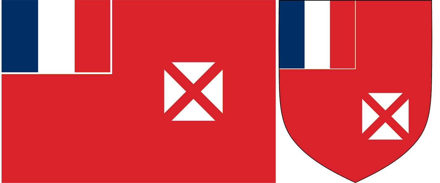 The flag and coat of Arms of Wallis and Fortuna.