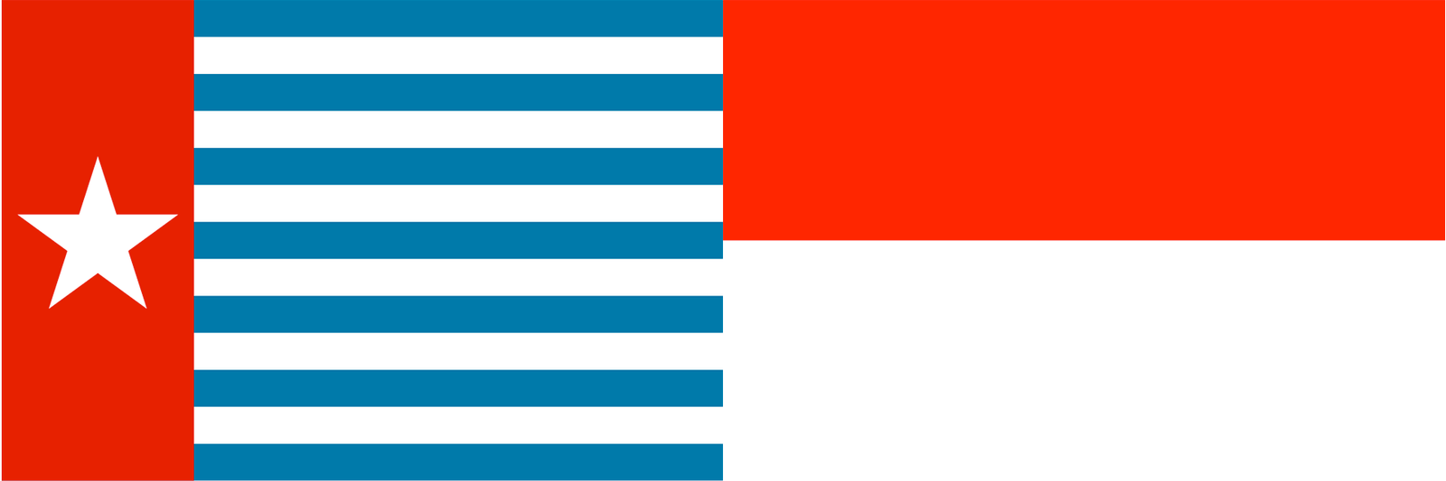 The flags of West Papua and Indonesia, side by side