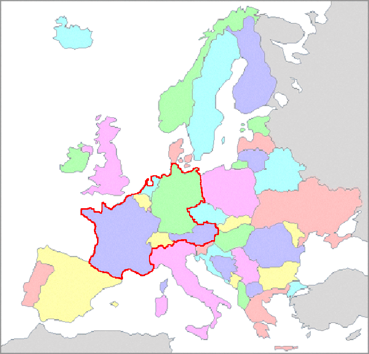 Map showing the extent of Western Europe.