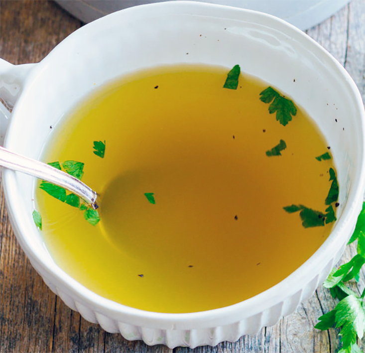 Vegetable bouillon in a bowl