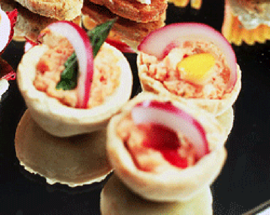 Three canapes in pastry cases