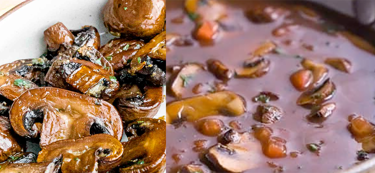 Fried mushrooms chasseur and chasseur sauce