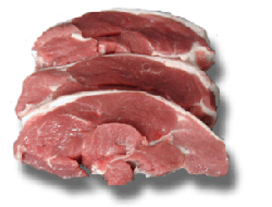Three raw lamb chump steaks