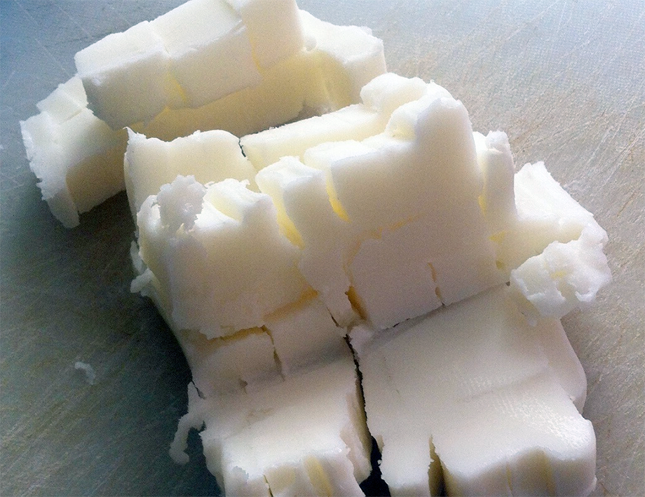 Cubed block of lard