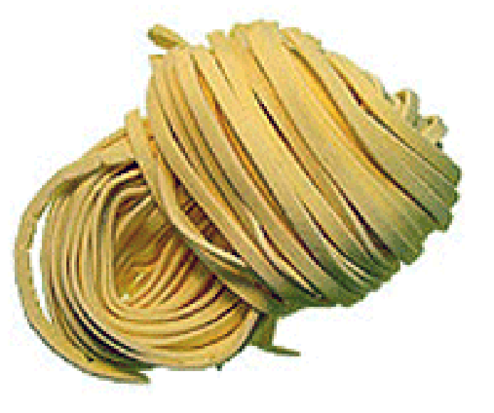 Twists of dried fettucine pasta