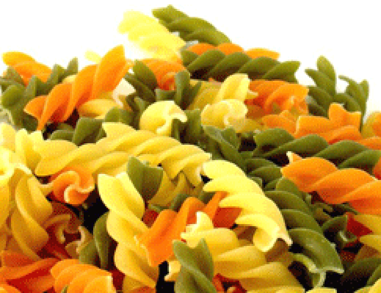 Cooked fusilli tricolore