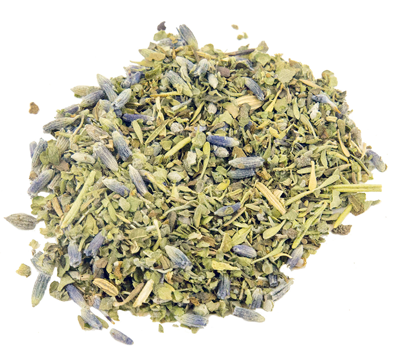 Dried herbs de provence presented in a pile