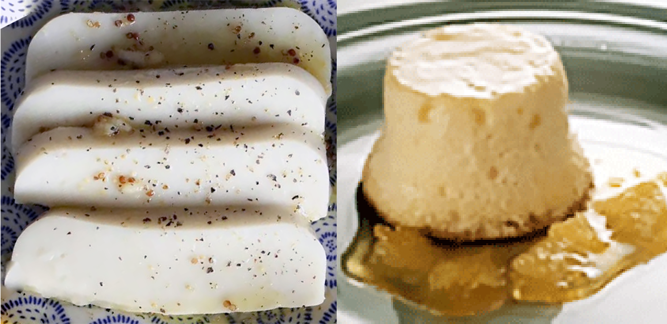 Welsh llymru and orange flummery with orange sauce