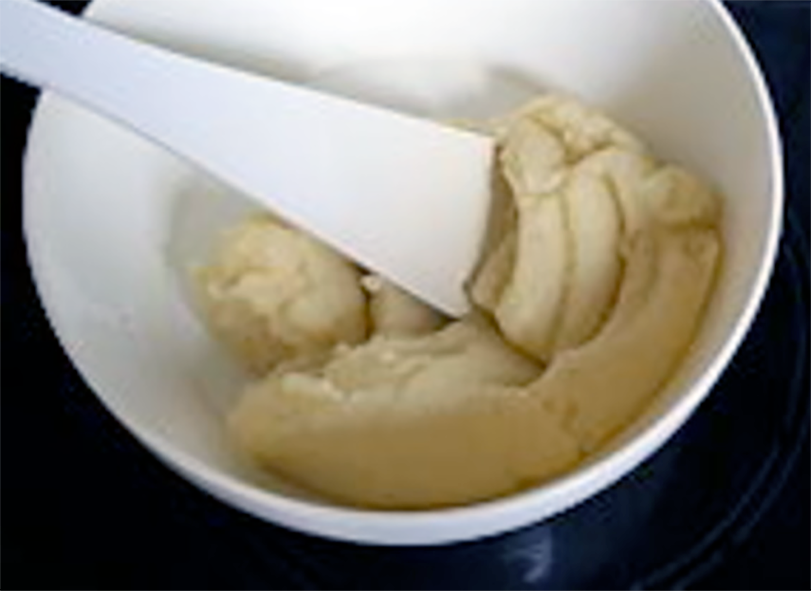 Panade, thick paste of of flour in a bowl