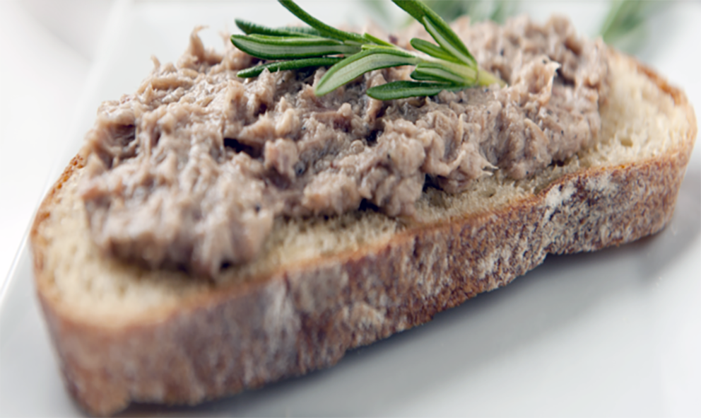 Rillettes of duck served on rustic toast
