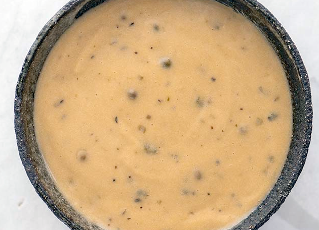 Sauce Poivrade, black pepper sauce, presented in a bowl