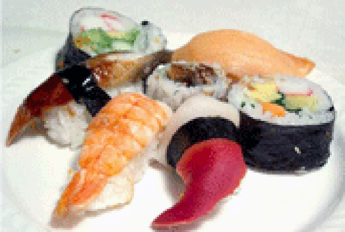 Plate of mixed sushi types